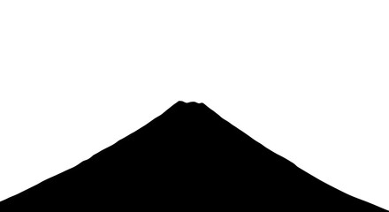 Minimalist Black and White Mountain Silhouette Isolated on White, Capturing the Bold Simplicity and Iconic Form of Majestic Peaks in Graphic Art Style

