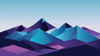 Abstract geometric mountain landscape in cool colors