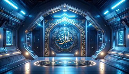 Islamic Calligraphy Mosque Mihrab  . Religion concept. Generated Image