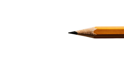 Close-up of a sharpened pencil point, angled, against a black background