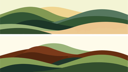 Abstract landscape backgrounds with rolling hills in earth tones