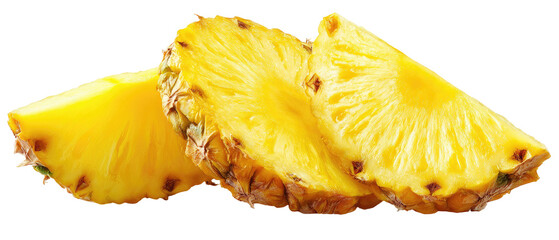 Freshly sliced pineapple segments