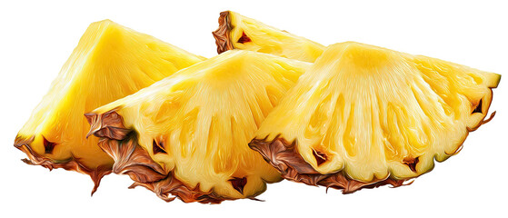 Close-up of sliced pineapple segments