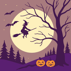 halloween background with pumpkin and bats