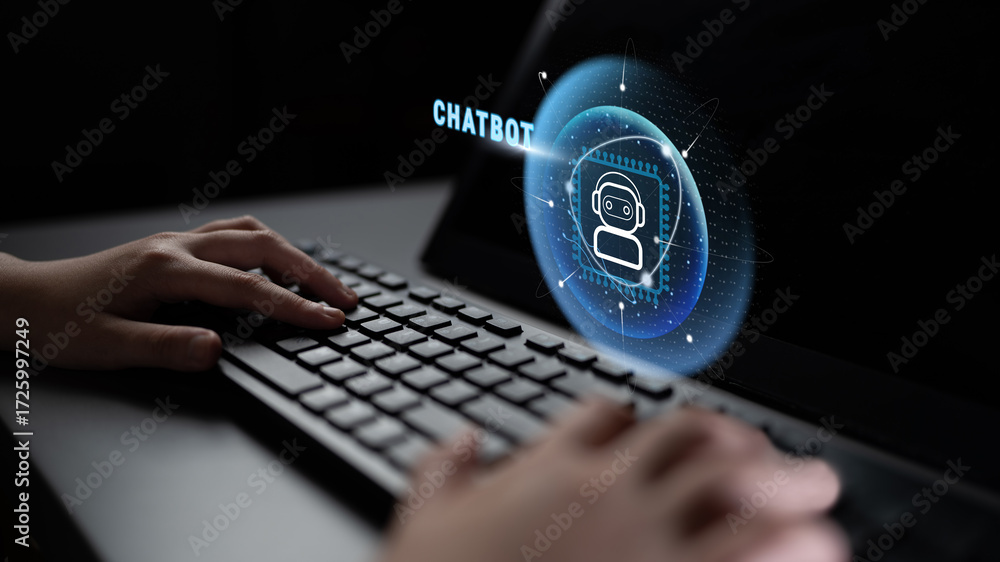 Poster ai chatbot technology for automated customer service and communication. this virtual assistant provi