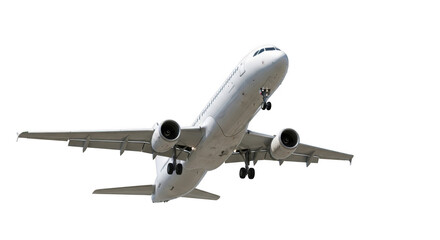 Obraz premium Modern jet airplane ascending in flight with wings extended travel transportation