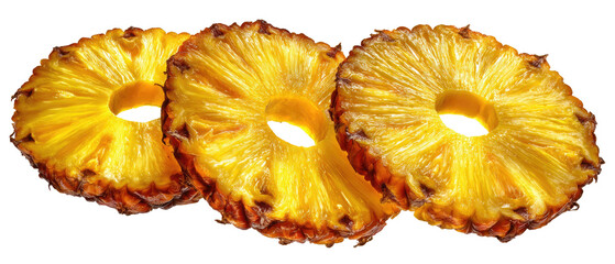 Dried pineapple rings, golden yellow slices
