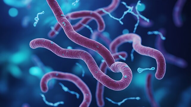 Microscopic View of Ebola Virus Particles