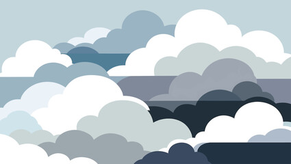 Abstract layered clouds in cool blue and grey tones