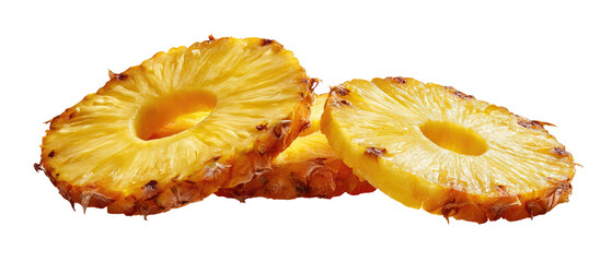 Three slices of golden pineapple