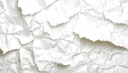 Crumpled white paper background with torn edges, casting soft shadows