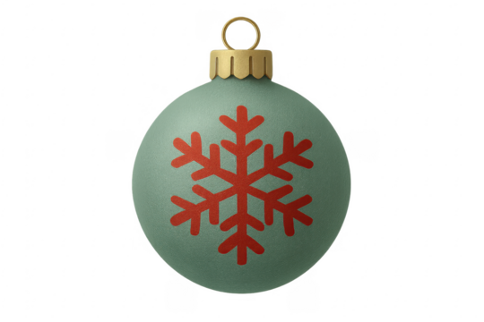 Green christmas bauble with red snowflake decoration