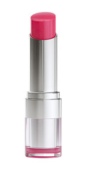 Glossy pink lipstick in a silver and clear tube