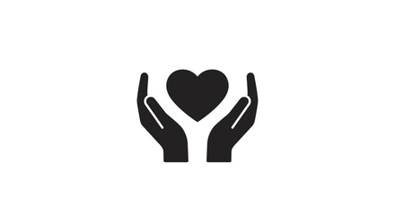 Obraz premium Two hands cupping a heart shape in a gesture of love and care in a simple black and white illustration