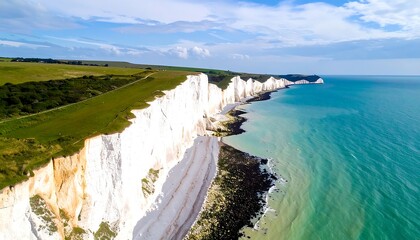 Dramatic white cliffs meet a vibrant sea