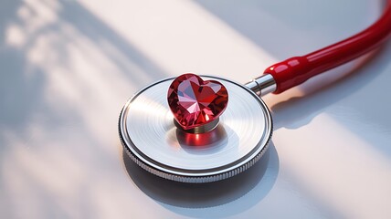 Red Heart Gemstone on Stethoscope