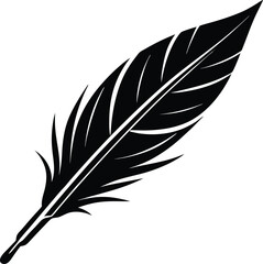 Obraz premium Classic black silhouette of a quill pen with an ink drop falling