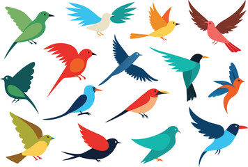 Fototapeta premium Ultimate bird collection vector illustrations scalable eps icons for general use isolated on transparent background