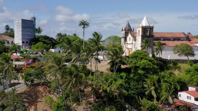 Aerial view of olinda, brazil, showcasing its historic architecture and vibrant cityscape