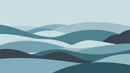 Abstract blue hills landscape minimalist design