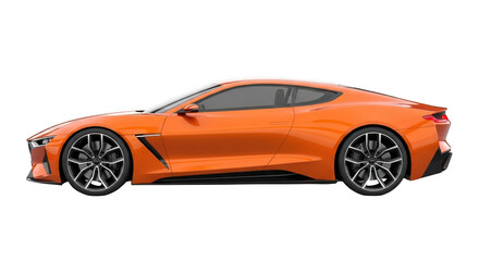 Sleek orange sports car coupe side profile dynamic automotive design and performance