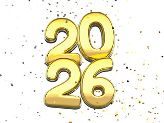 Fototapeta premium 2026 NUMERO EM 3D COMEMORAÇÃO COR DE OURBO COM CONFETE 