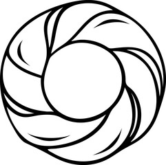Turkish bagel simit with sesame seeds, delicious pastries, simple black and white icon, doodle and sketch style