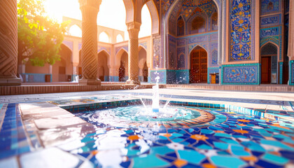 Islamic Mosaic Tile Geometry . Religion concept. Generated Image