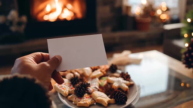 Empty card near christmas cookies