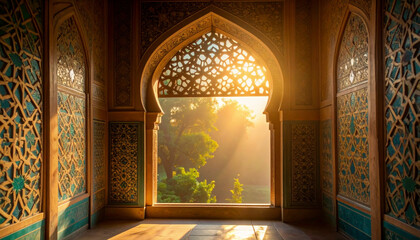 Islamic Mosaic Tile Geometry . Religion concept. Generated Image
