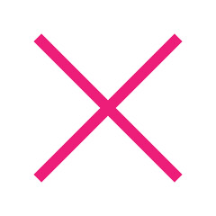 Pink Cross Icon. Pink Cross Mark Sign. Cross Mark, No Mark Symbols.