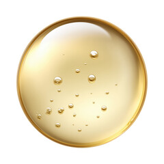 A droplet of amber elixir shimmers with air bubbles, capturing the essence of purity and potential. The droplet gleams, reflecting the light and hinting at secrets held within.