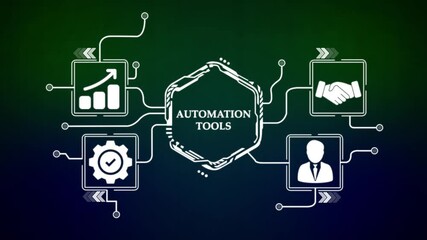 Automation Tools concept with interconnected icons and gradient background .4k video animation concept. - Powered by Adobe