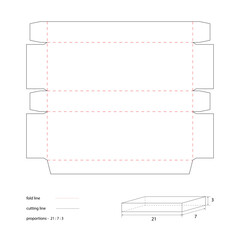 Die-cutting of packaging with cut and fold lines. Can be used to create packaging.