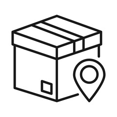 delivery box navigation pin line vector icon
