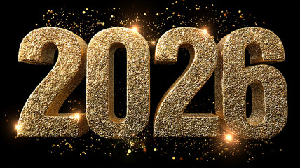 Shimmering 2026 typography formed by glittering particles, symbolizing luxury, success, and a premium countdown celebration.
