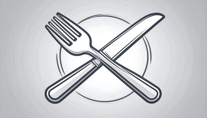 Crossed Fork and Knife on Plate: Restaurant Menu Design Graphic