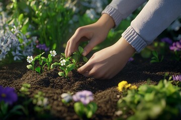 Fototapeta premium Freshly planted garden bed with seeds