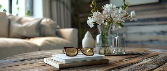wedding bouquet and glasses on a table