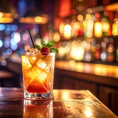 Vibrant cocktail on a bar