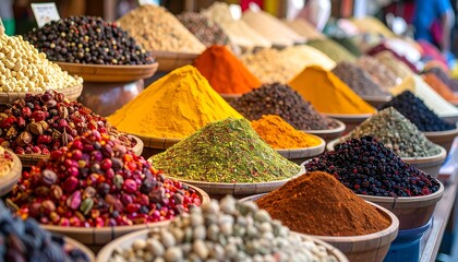Vibrant Spices and Herbs at a bustling Market