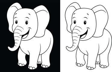 Obraz premium Cute Baby Elephant Coloring Page