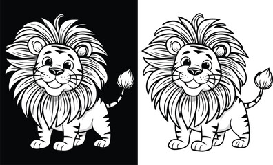 Cute Smilling Baby Lion Coloring Page