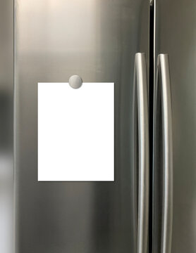 Poster Mockup on Stainless Steel Refrigerator - Childrens Artwork Mockup