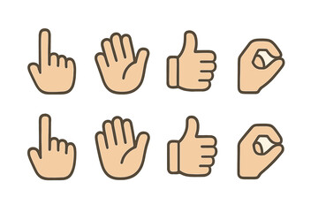 Fototapeta premium Hand gesture icons set on wooden background