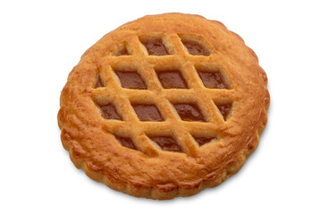 Apple cake, sandwich biscuit with apple filling isolated