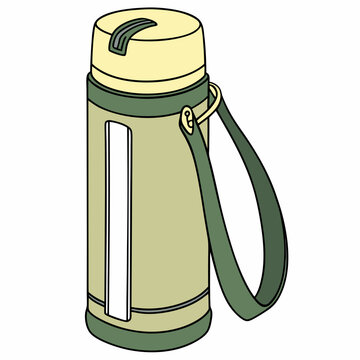 green thermos bottle with strap clip art preview