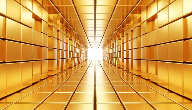 Golden tunnel of reflecting squares