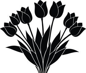 Tulip Bouquet Silhouette | Elegant Floral Vector Art