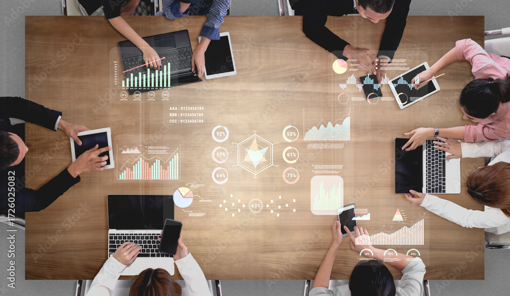 Poster a data analytics interface for visualizing business performance metrics. a collection of charts and 